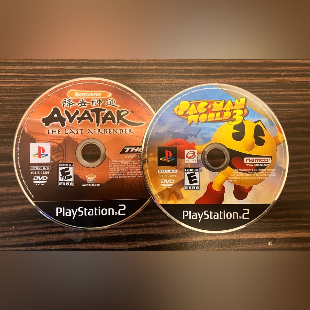 Sony PlayStation 2 Game Discs - Avatar: The Last Airbender & Pac-Man World 3